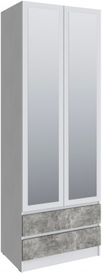 Шкаф Мадрид (0,8) с 2 ящ. без ручек с зеркалом, Белый/ателье светлое