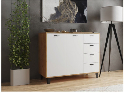 Комод Катрин-12 дуб крафт золотой/белый