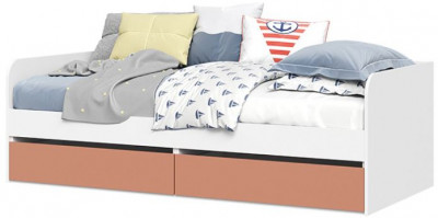 ТУРБО КР 01 Кровать настил (2032х645х934) корпус белый/шарлиз терракота