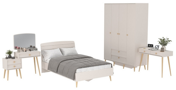 Афина Спальня 15-1200, цвет кашемир серый, сп.м. 1200х2000 мм., б/м, основание есть - фанера