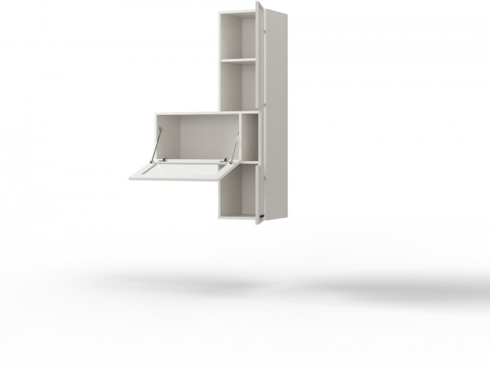 Шкаф навесной двухдверный (правое исп.) "Берг" - Белый текстурный/Ясень белый