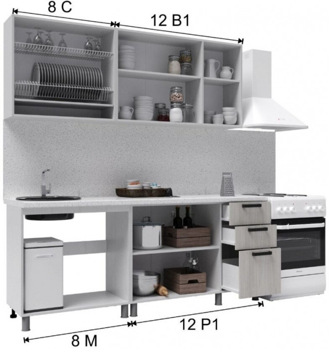 Кухонный гарнитур Нагано 2,0м Кашемир