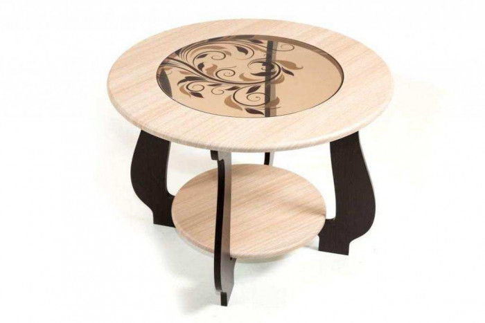 Стол журнальный СЖ-24 с рисунком Р-3/дуб/венге