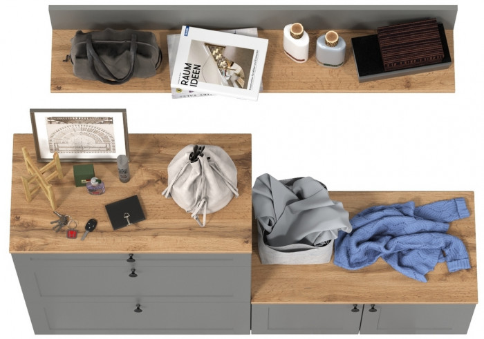 Остин Прихожая 65, цвет серый графит/дуб крафт золотой, ШхГхВ 160х41,9х160 см., универсальная сборка