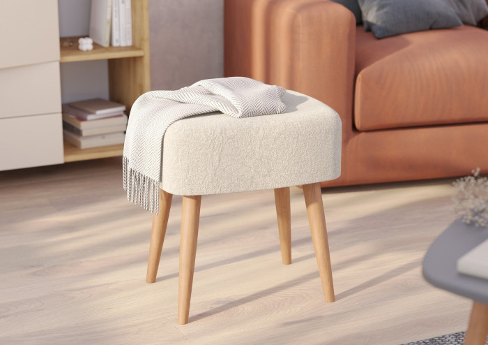 Банкетка 6-5135ТКШбеж Полли, цвет ткань бежевая, ШхГхВ 44х34х45 см.(прямоугольная банкетка на четырёх ножках), цвет ножек: тик