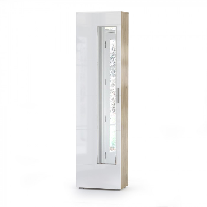 Лайн Прихожая № 08, цвет дуб крафт серый/фасады МДФ белый глянец, ШхГхВ 166,8х35,1х210 см., НЕ универсальная сборка