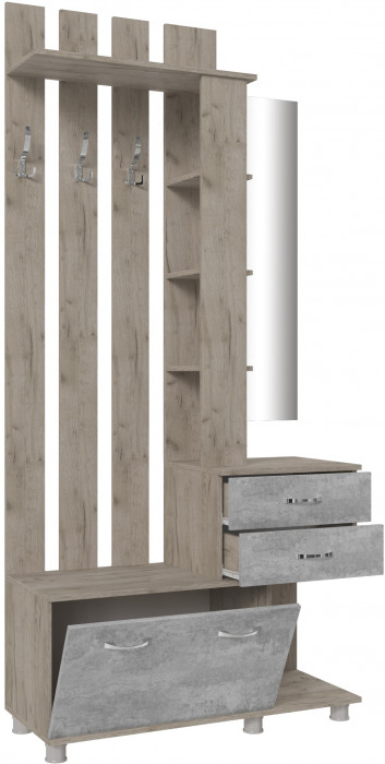 Модульная прихожая Микс-Арт, набор 2, Крафт серый/Цемент