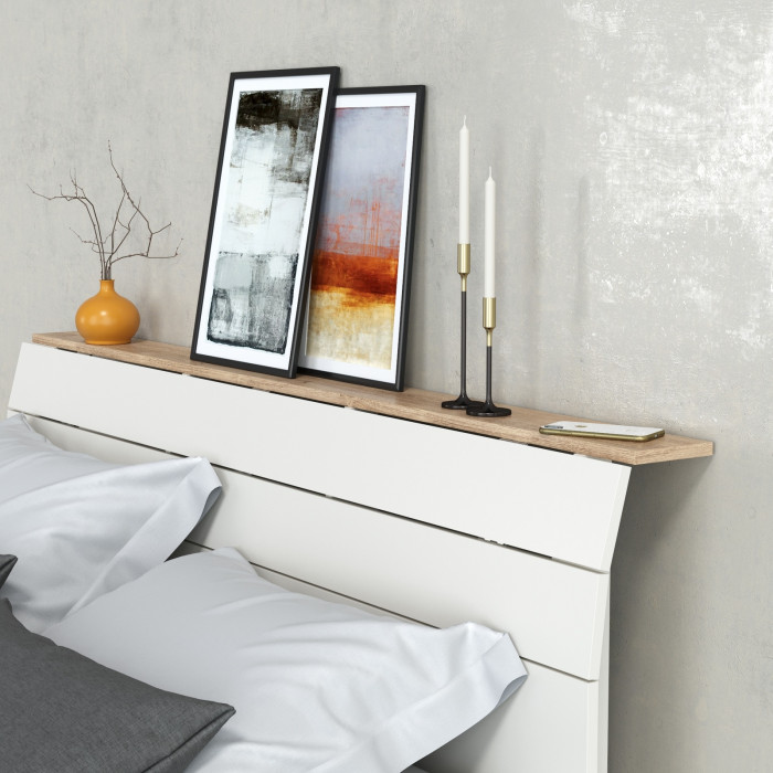 Муссон Кровать 11.41 + ортопед, цвет белый/дуб эндгрейн элегантный, ШхГхВ 165,6х221,7х103 см., сп. м. 1600х2000 мм., б/м