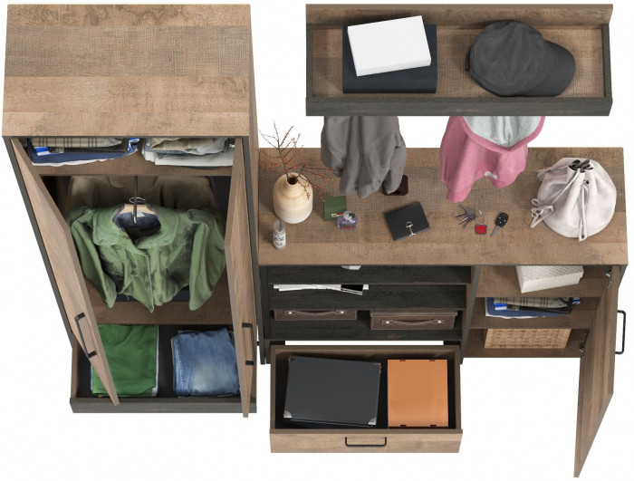 Трувор Прихожая 201, дуб гранж песочный/интра