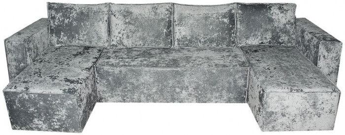 Диван-кровать Лофт Люкс Плюш П-образный с 2 отоманками, еврокнижка, 145х270, серый