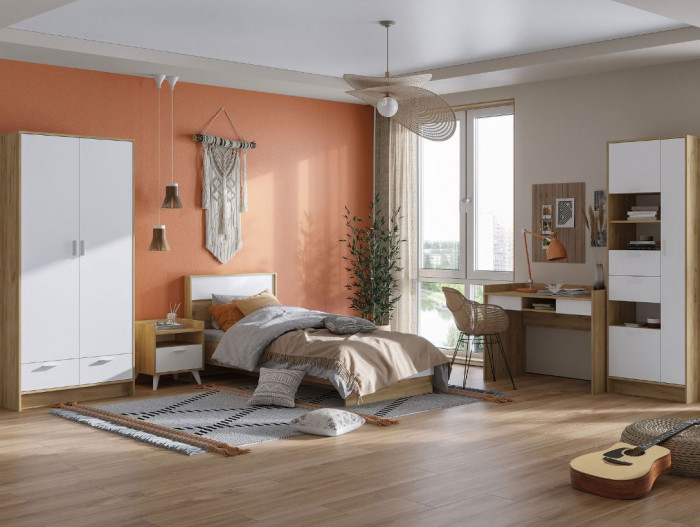 ИРИС ТБ-01 Тумба прикроватная (485х530х425) дуб крафт золото/белый