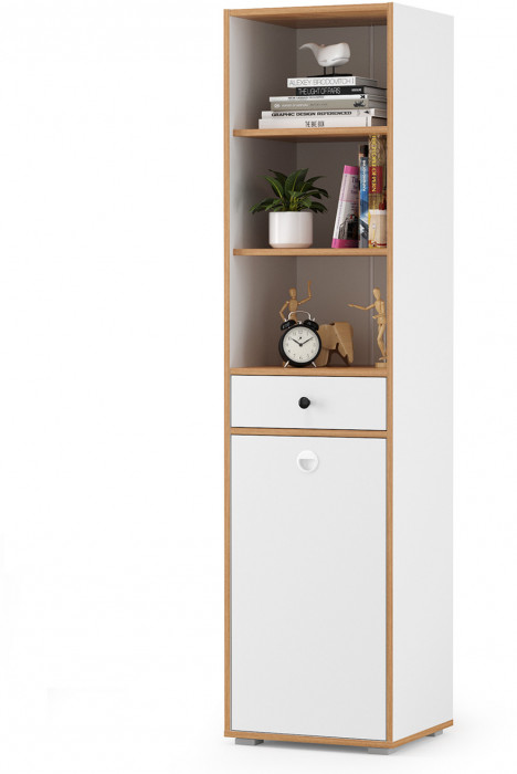 Вуди Компоновка № 30, цвет белый премиум/дуб крафт золотой, ШхГхВ 351х52,7х205 см., универсальная сборка