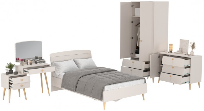 Афина Спальня 05-1200, цвет кашемир серый, сп.м. 1200х2000 мм., б/м, основание есть - фанера