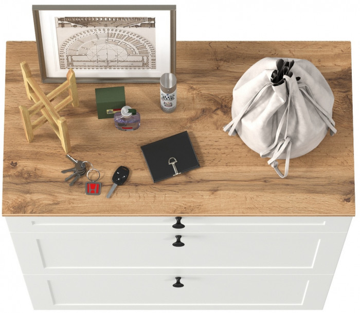 Остин 16.121 Тумба для обуви, белый шагрень/дуб крафт золотой