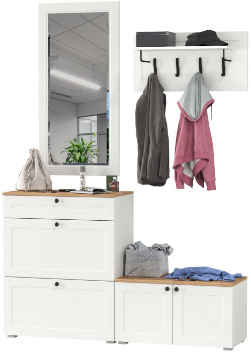 Остин Прихожая 44, белый шагрень/дуб крафт золотой