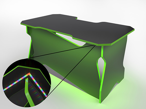 Игровой компьютерный стол RVG с подсветкой Черный/Салатовый 120