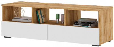 Хелен ТБ 02 Тумба ТВ (1,402х0,442х0,460) белый/дуб крафт золото