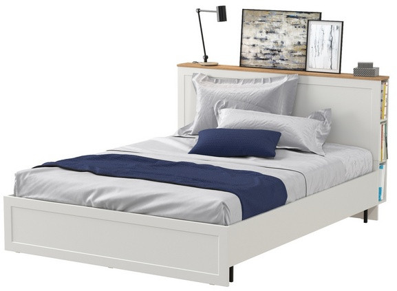 Остин 11.53 Кровать + ортопед, цвет белый шагрень/дуб крафт золотой, ШхГхВ 164,6х217,2х99,3 см., сп. м. 1600х2000 мм, б/м