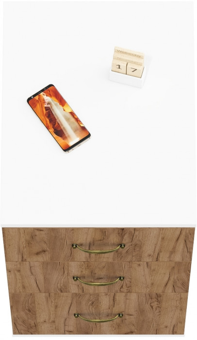 Лидер-8 Модуль Тумба МД 3.16, цвет белый шагрень/крафт золото, ШхГхВ 40х50х75 см., универсальная сборка (три выдвижных ящика)