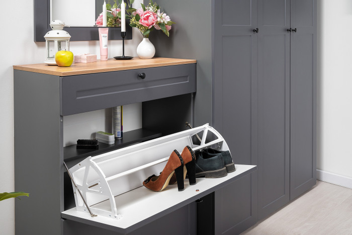 Остин Прихожая 22, цвет серый графит/дуб крафт золотой, ШхГхВ 120х54,3х229,6 см., универсальная сборка