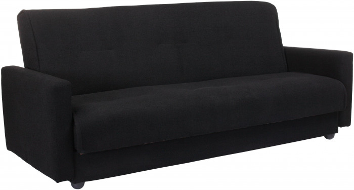 Раскладной диван-кровать, прямой, книжка, цвет черный, Милан 140