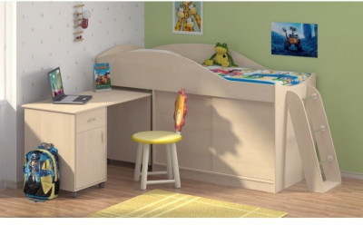 Детская кровать-чердак Дюймовочка-3 без лестницы, Дуб молочный