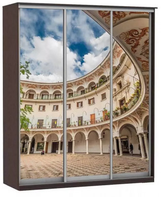 Шкаф купе Модерн 2076х600 3-х дверный 3-х секционный фотопечать №2 венге