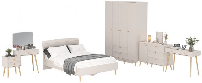 Афина Спальня 16-1400, цвет кашемир серый, сп.м. 1400х2000 мм., б/м, основание есть - фанера