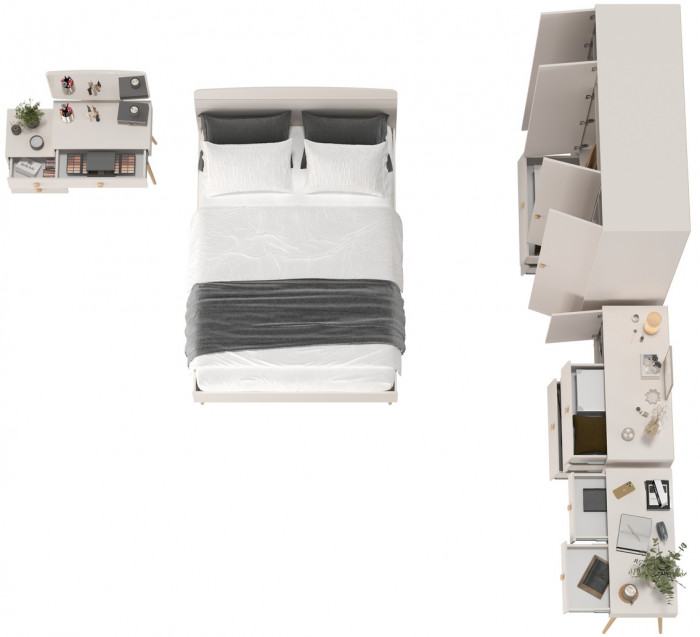 Афина Спальня 16-1400, цвет кашемир серый, сп.м. 1400х2000 мм., б/м, основание есть - фанера