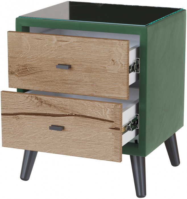 Тумба прикроватная интерьерная Ланс изумруд/мдф дуб канадский