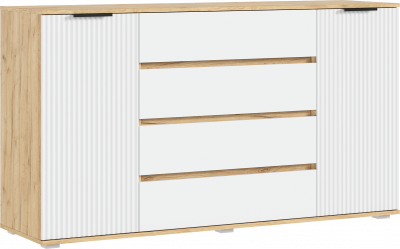 Марвэл Комод 2 двери 4 ящика (1600), Дуб крафт/Браш вайт