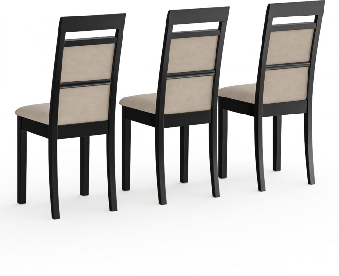 Три стула Мебель--24 Гольф-12 разборных, цвет венге, обивка ткань велюр капучино 25, ШхГхВ 40х40х100 см., от пола до верха сиденья 47 см.(мягк спинка)