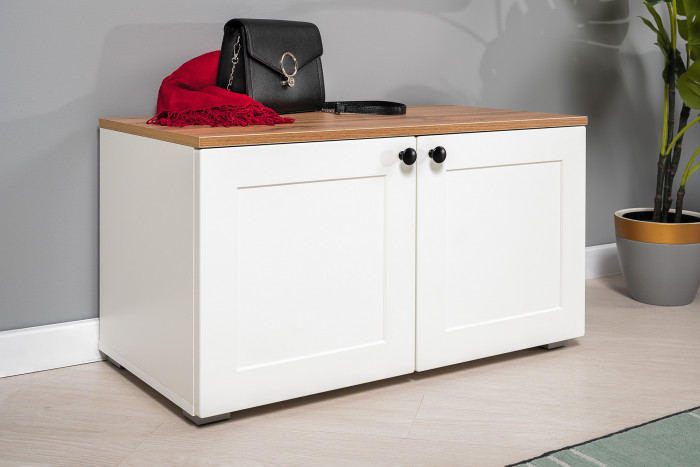 Остин Прихожая 45, белый шагрень/дуб крафт золотой