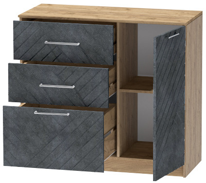 Комод №2 "Иннэс-7", Крафт золотой/Бетон графит