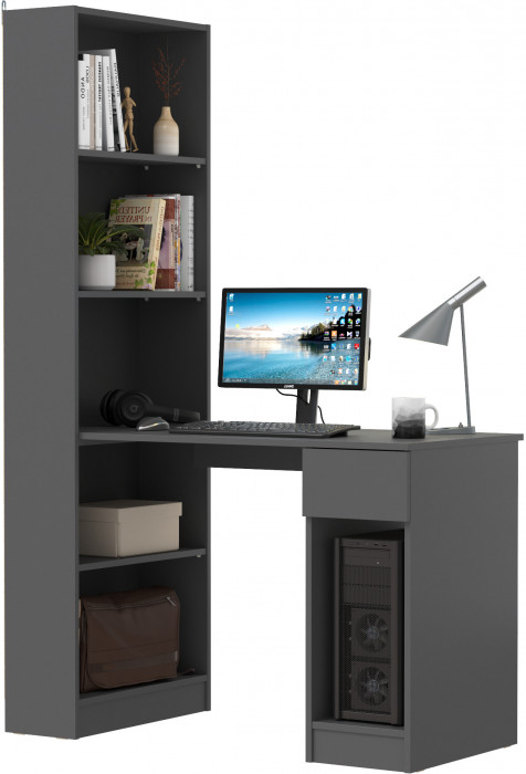 Лайт Шкаф комбинированный 10.01 (письменный стол), тёмно-серый