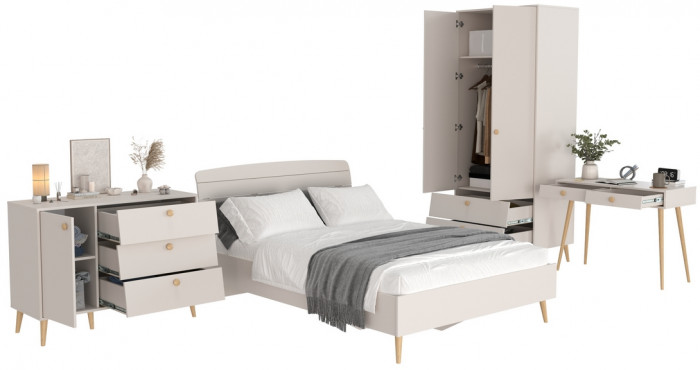 Афина Спальня 06-1400, цвет кашемир серый, сп.м. 1400х2000 мм., б/м, основание есть - фанера