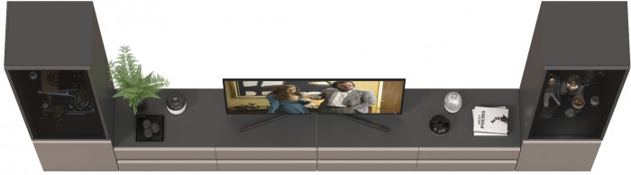 Сидней Комплектация № 130, цвет корпус: антрацит/фасады: МДФ веллюто капучино, ШхГхВ 359,8х41,3х205,2 см., универсальня сборка