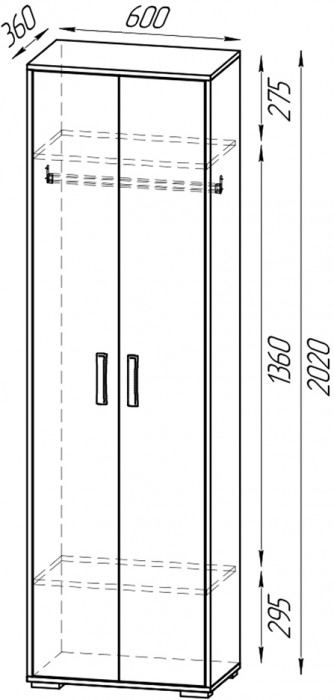 Прихожая 2-3430+2-3431дкт/граф Домино - Комплект для прихожей, цвет дуб крафт табачный/графит, ШхГхВ 160х36х202 см., универсальная сборка