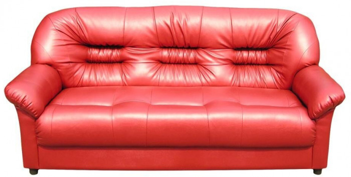 Диван кожаный красный, прямой 3-х местный, для дома, офиса, гостиной, кабинета Карелия
