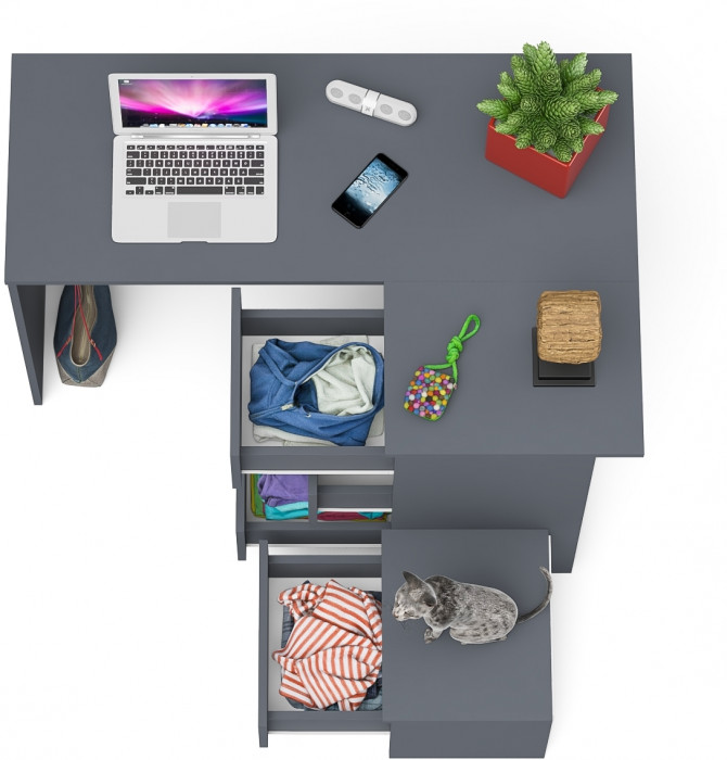 Мори компьютерный стол МС-16 правый + Тумба ТМП400.1, графит