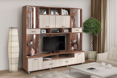 Гостиная Аллегро Вариант №4, Ясень Темный/Светлый