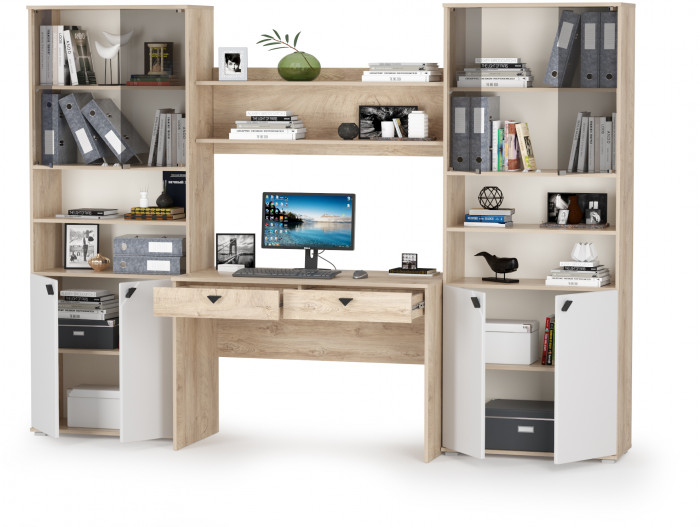 КР100 Бостон № 40, цвет дуб эндгрейн элегантный/фасады МДФ милк рикамо софт, 13.156+12.69+09.132+13.156, ШхГхВ 268,8х57,2х194,4 см.