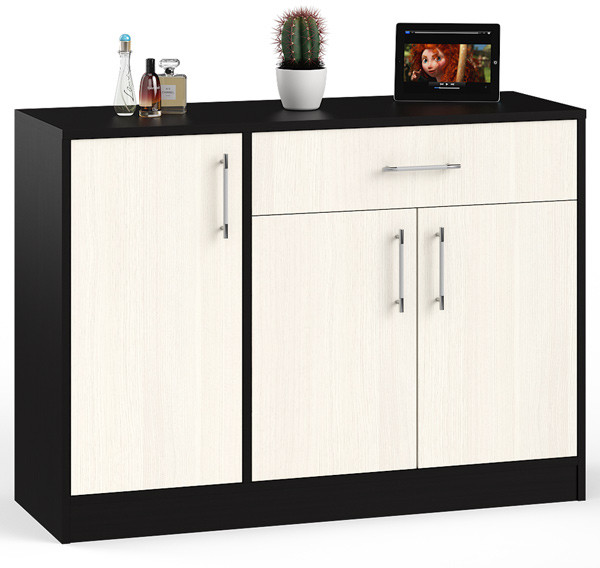 Комод СВК № 4, цвет венге/дуб лоредо, ШхГхВ 120х42х87 см. (Комод Стандарт № 4)