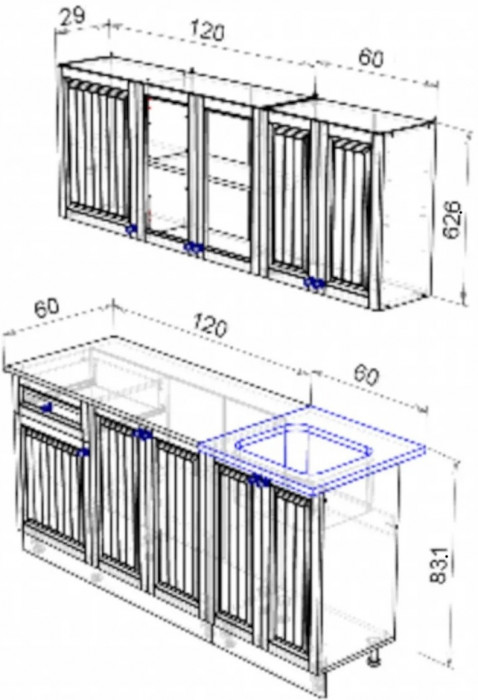 Кухня Хозяюшка МДФ 1800 (Трюфель, Белый)