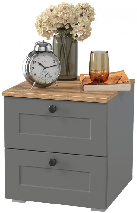 Остин 16.152 Тумба прикроватная, серый графит/дуб крафт золотой