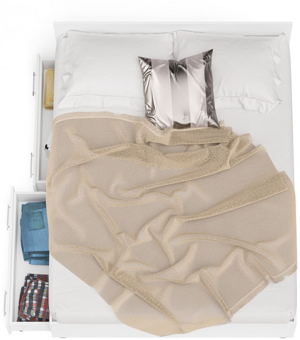 Мори Кровать с ящиками 1600, цвет белый, ШхГхВ 163,5х203,5х70 см., сп.м. 1600х2000 мм., без матраса, основание есть