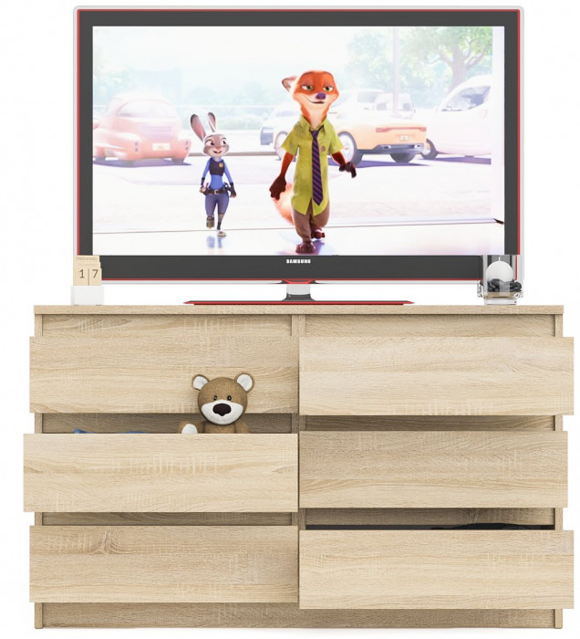 Мори Комод МК1200.6, цвет дуб сонома, ШхГхВ 120,4х41х73 см.