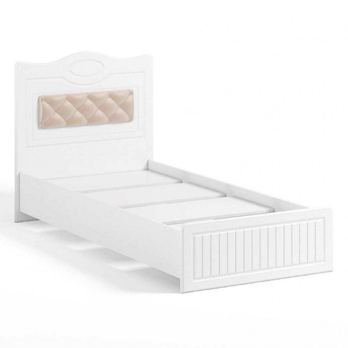 Кровать 900 с настилом и мягким элементом Монако МН-10 + МН-10А белое дерево