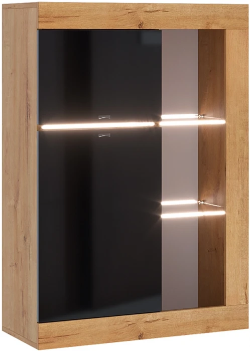 Прага Модульная Гостиная, вариант №2, вотан/Черный глянец