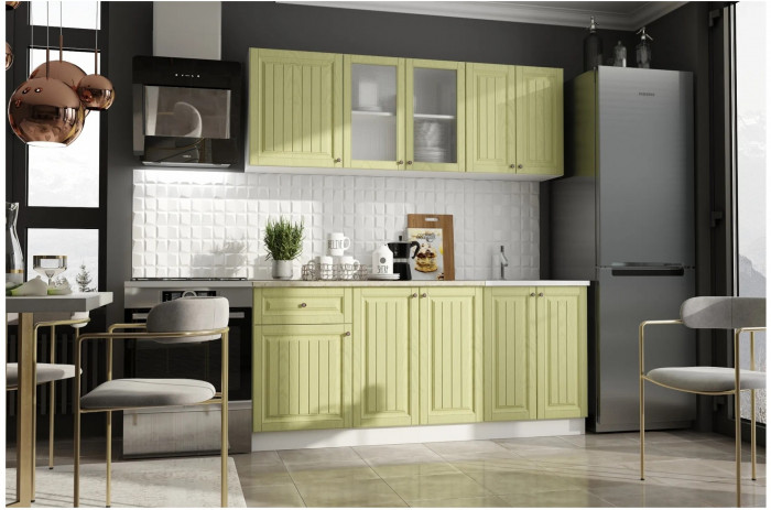 Кухня Хозяюшка МДФ 1800 (магнолия/деним)